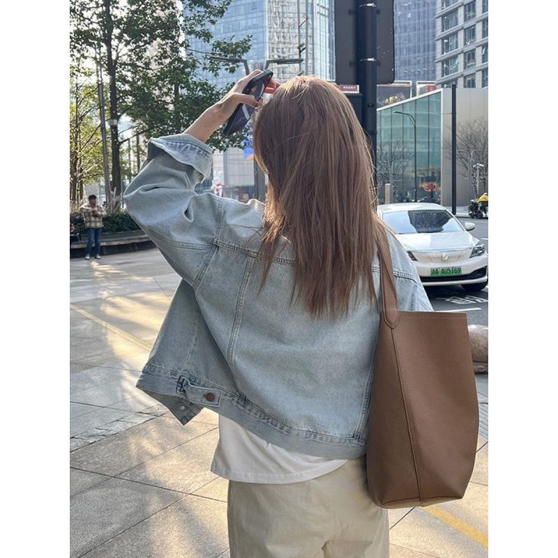 2024 Spring/Autumn Women's European-Style Retro Denim Jacket - Korean Loose Fit