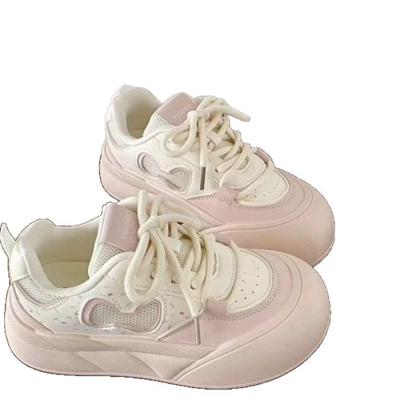 Mesh Platform White Shoes Women's Summer Breathable Board Shoes Student Big Head Sports Shoes Niche Bread Shoes