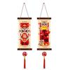 1 Pair Cartoon Pattern New Year Wall Pendant Chinese Style Scroll Spring Festival Couplet Cloth Traditional