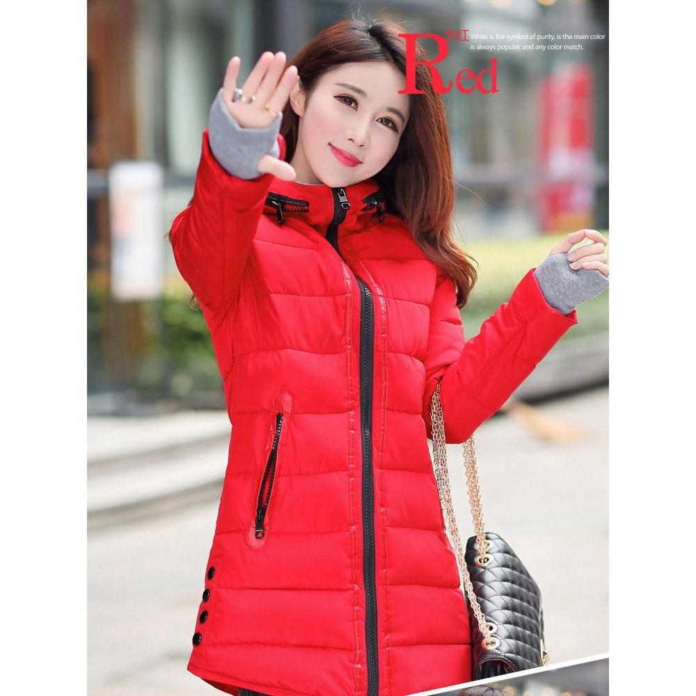 Mid-length Cotton-padded Jacket Women's Winter New Gloves Slim-fit Hooded Women's Down Padded Jacket