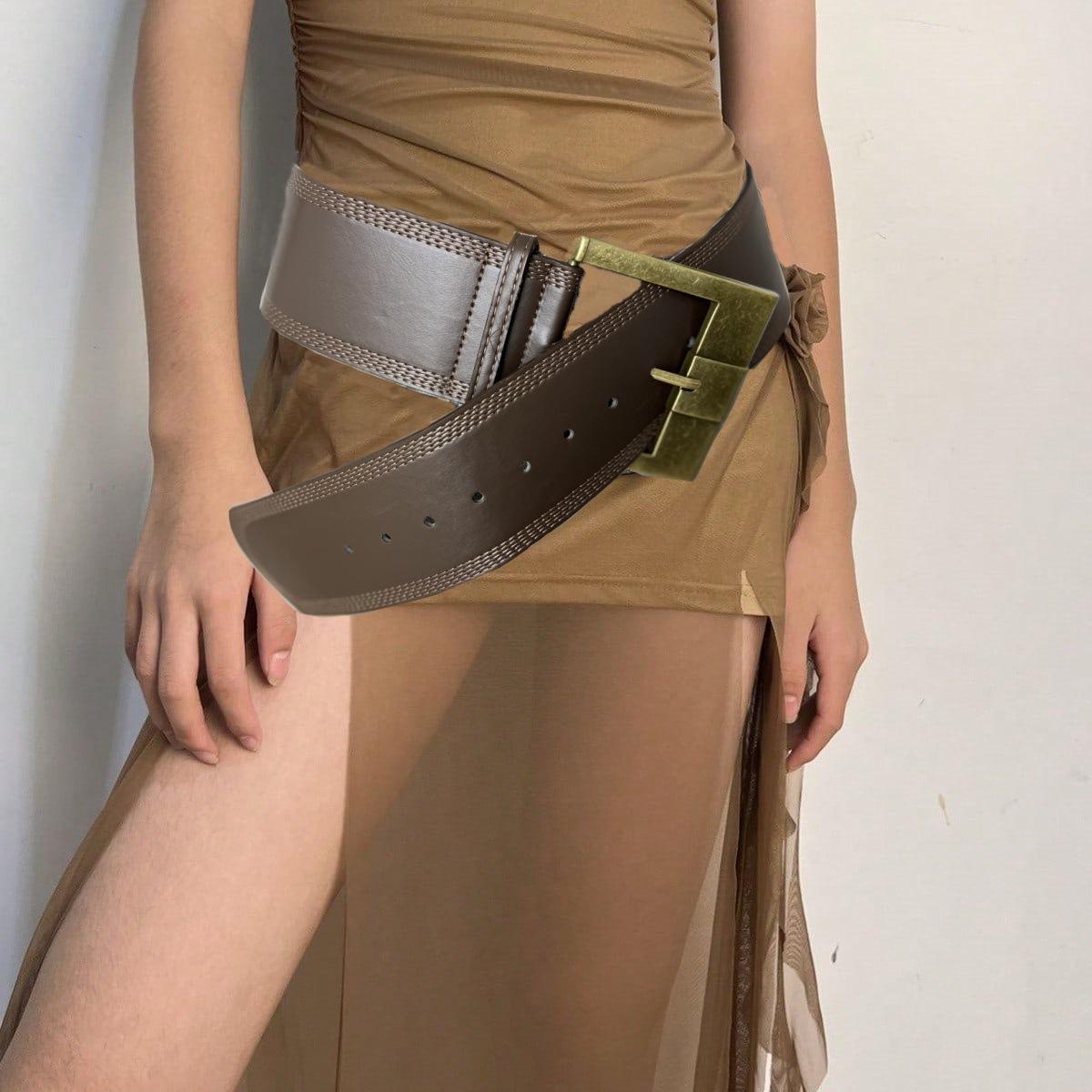 

Retro Maillard Wide Belt for Women To Slim The Waist and Look Slimmer, Paired with A Skirt and Elegant American Hot Girl Style Belt