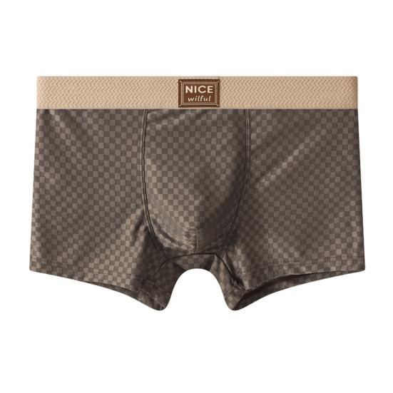 Men Boxer Underwear Elastic Mid-Waist Design Breathable Comfortable Shorts Briefs Letter Print U-Convex Panties