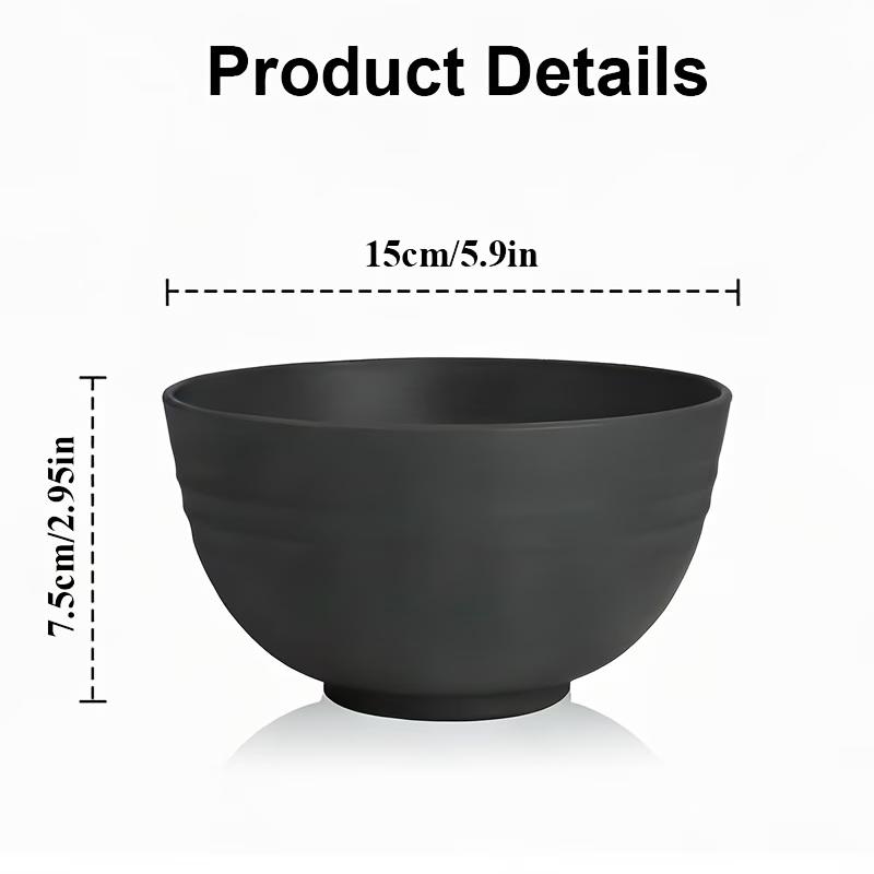 4/6/8Pcs Black Unbreakable Plastic Bowls Fruit Salad Bowl Microwave Dishwasher Safe Home Kitchen Daily Use