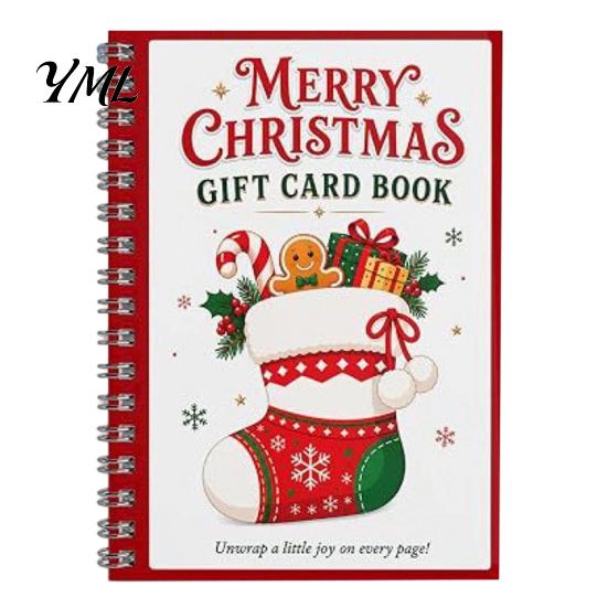 Carpeta de Regalo de Dinero de Temporada Tarjeta de Navidad Holográfica Libro, 7x5 Encuadernación en Espiral Folleto de Recuerdo Festivo, Portador de 10 Páginas Saludo Bolder DIY para