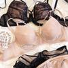 Sexy Hollow Deep V Push Up Bra Set French Thin Cup Embroidery Lingerie for Women Lace Panties Intimates Breathable Underwear