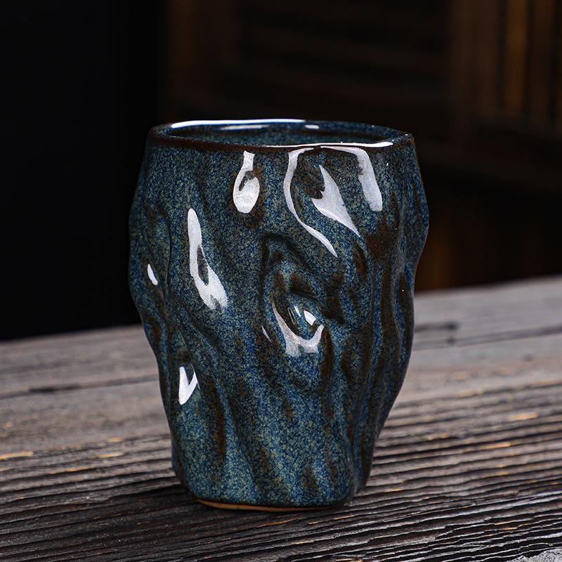 150ml Japoński Imitacja Młotkowanej Ceramiki Nieregularny Kubek do Kawy Vintage Ceramiczny Kubek Mistrzowski Zestaw do Herbaty Kung Fu Filiżanka Naczynia do Picia