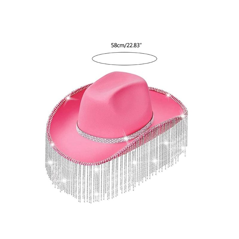 Cowgirl Hats Rave Cow Girl Hat Adult Size Rhinestones Fringe Cowboy Hat