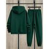 Fashionable Casual Men's Set, Printed Drawstring Pocket Hoodie and Drawstring Outdoor Casual Sports Pants Set, Cool Set