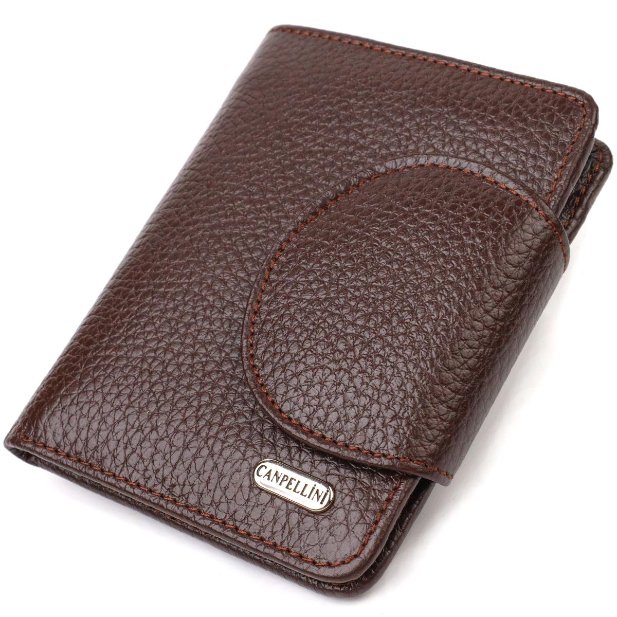 

Практичний жіночий портмоне середнього розміру з натуральної шкіри CANPELLINI 21808 Коричневий