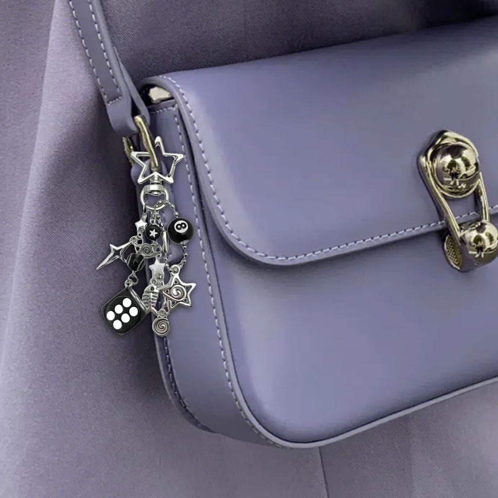 Practical Unique Star Black Eight Keychain With Dices Designs Accessory for Trendy Adults and Game Enthusiasts