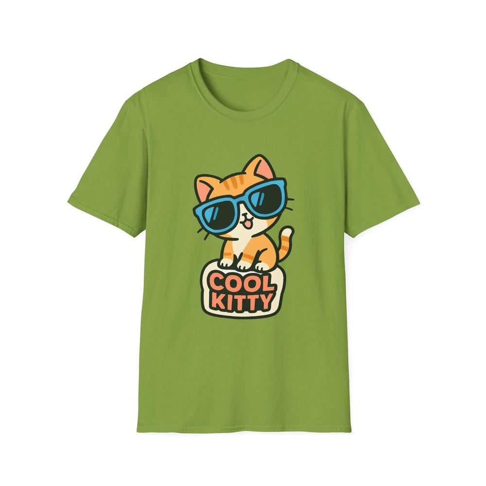 

Unisex Softstyle T-Shirt Chibi Kitten Sunglasses Playful Grin Cool Kitty M