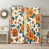 2 pcs, versatile polyester transparent curtains for home decoration Orange Floral Pattern for use in bedrooms and living rooms