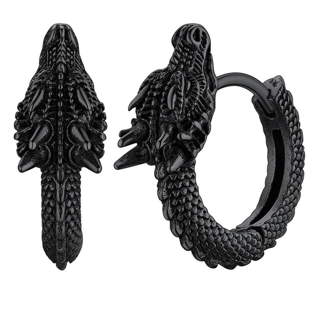 Stylish Dragon Hoop Earrings Stainless Steel Ear Studs for Men Women Hip Hop Punk Party Accessory Unisex Jewelry