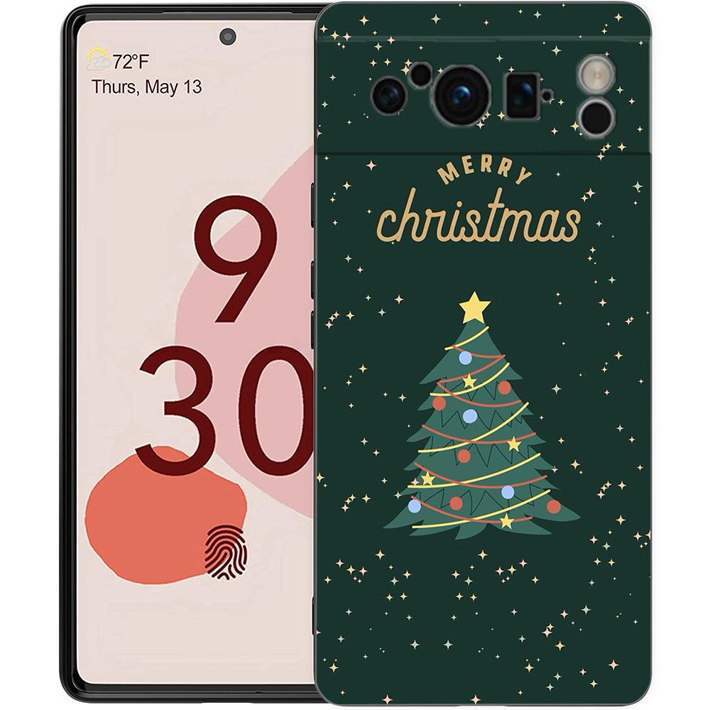 Merry Christmas Tree For Google Pixel 8 Pro Phone Case Pixel 9 Pro XL TPU Case Pixel 8 Pro 8A 7A 7 6A 6 Pro Soft Black Cover