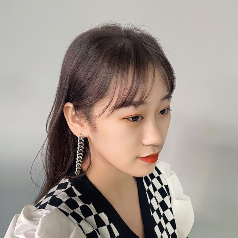 Minimalist Women Silver Gold Hip Hop Style Chain Tassel Earring For Fashion Girl Party Punk Stainless Steel Jewelry Gift