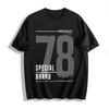Vintage Distressed No.78 Graphic Casual Unisex Loose T-Shirt Pure Cotton T-shirt