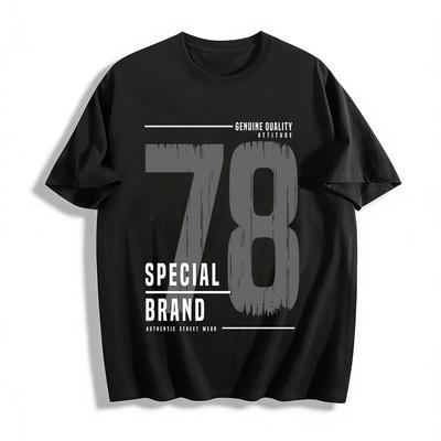 Vintage Distressed No.78 Graphic Casual Unisex Loose T-Shirt Pure Cotton T-shirt