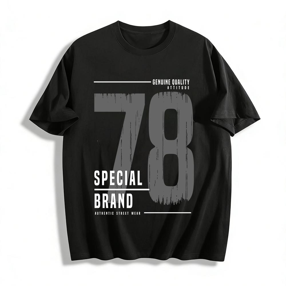 Vintage Distressed No.78 Graphic Casual Unisex Loose T-Shirt Pure cotton T-shirt XXS