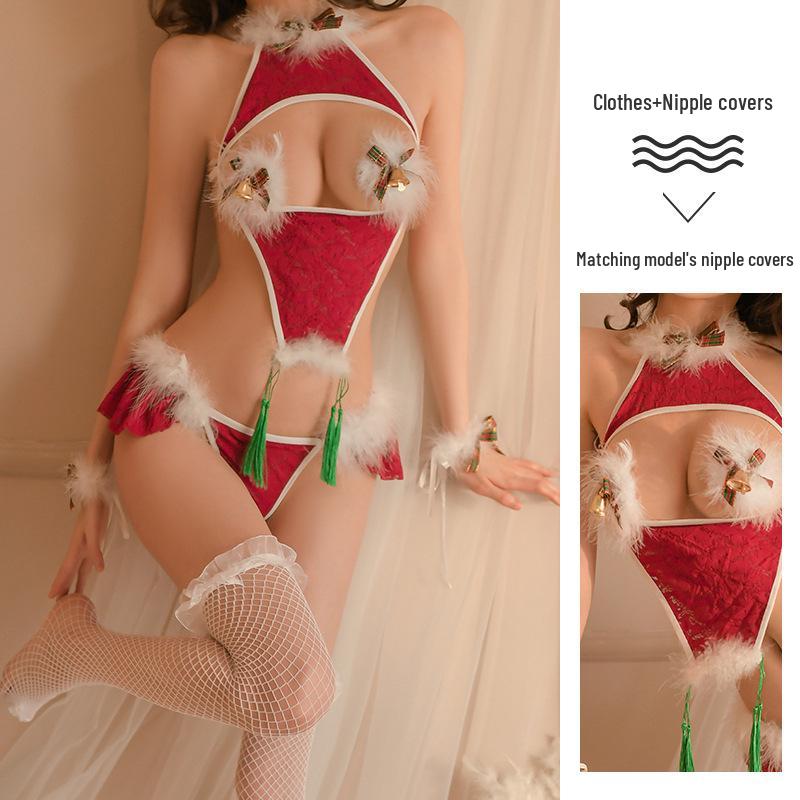 Chinese Style Fluffy Christmas Cosplay Lingerie Set