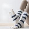 Spring and Summer Bright Striped Mid-calf Split-finger Cotton Socks, High-top Yoga Fitness Sports Anti-slip Socks, Five-finger Socks Pilates