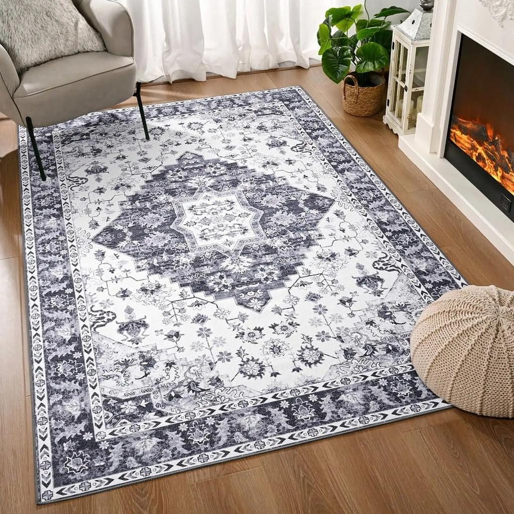 Soft Boho Carpet for Living Room Bedroom Restaurant Persian Rug Large Size Area Vintage Flower for Boys Girls and Adults Mat