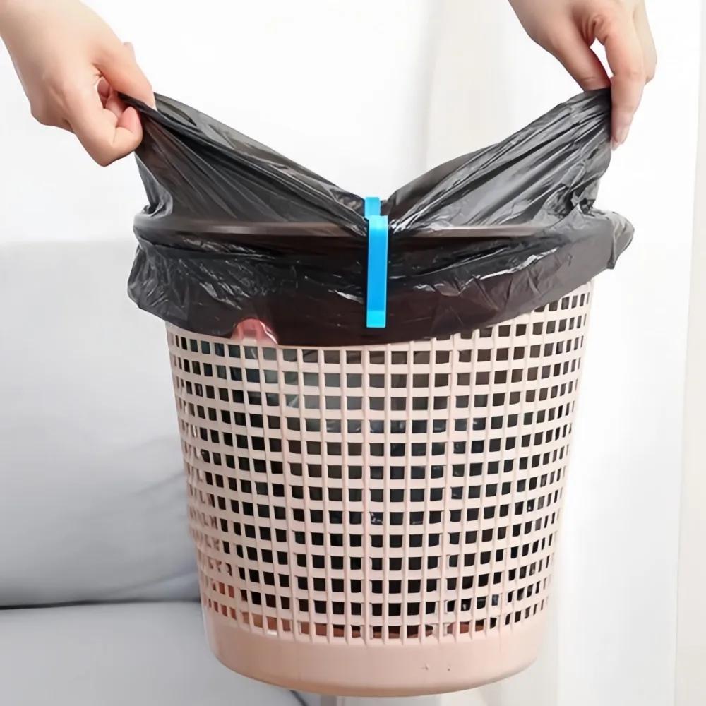 10pcs Kitchen Innovative Trash Can Plastic Retaining Clamp Non Slip Home Trash Bag Holder Snack Bag Sealing Clip Convenient