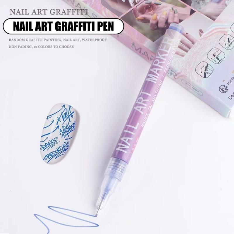 12Color Nail Art Pens Precise Acrylic Marker For Detailed Outlining Polish Pen For DIY Enthusiasts Salon Professional