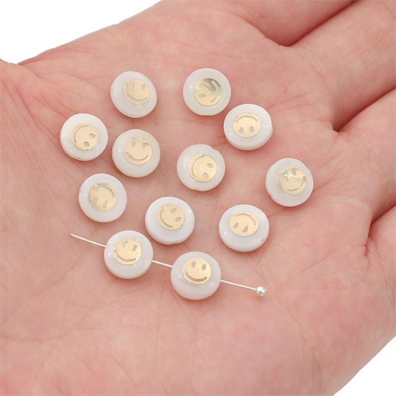 Natural Shell Double-Sided Hot Stamping Flat Round Beads For DIY Necklace Bracelet Earrings Jewelry Making