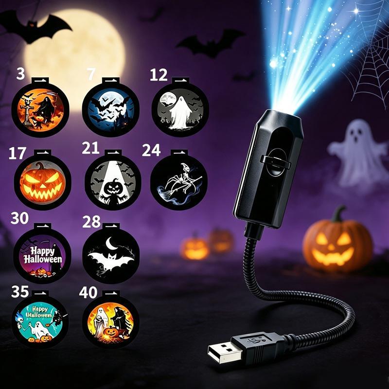 USB Operated Portable Projector Light Christmas Halloween Patterns for Bedroom Home Holiday Decoration