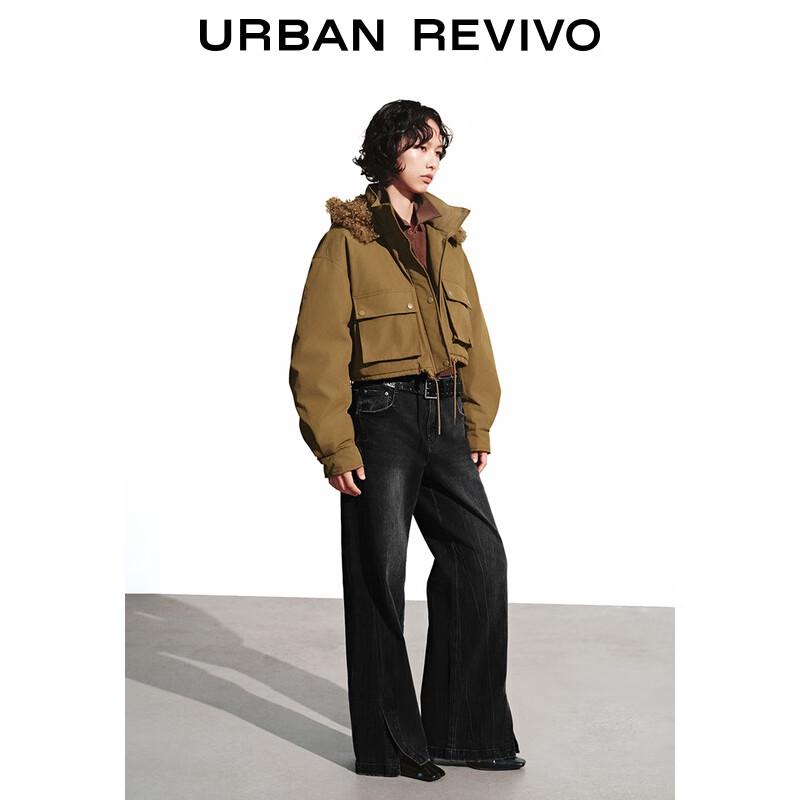 UR 2025 Winter Women's Wide-Leg Denim Pants with Belt