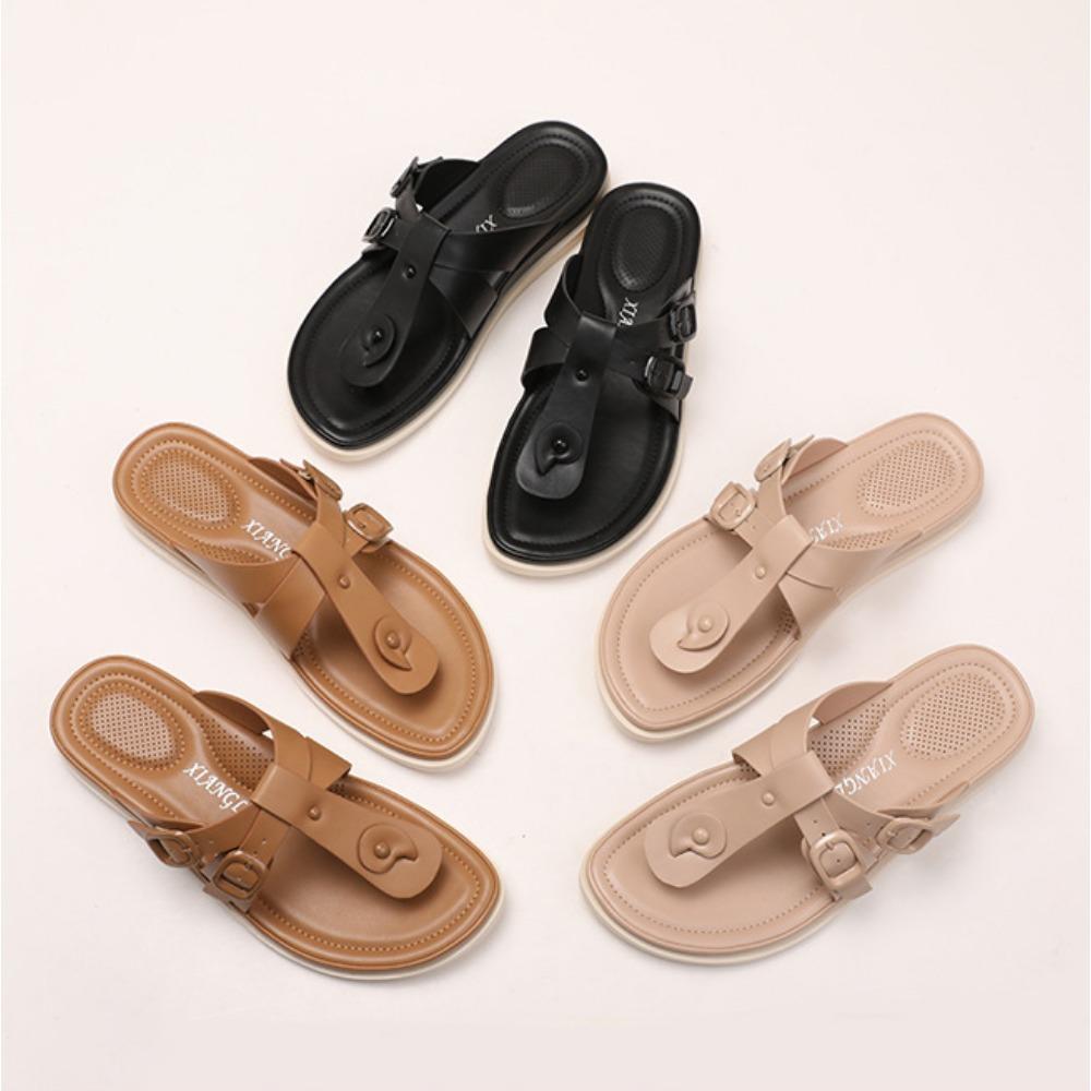 Fashion Slippers for Women 2025 Summer New with Buckle for Casual Wear Comfortable Clip Toe Thick Soled Sandals Womens Flip Flops Woman