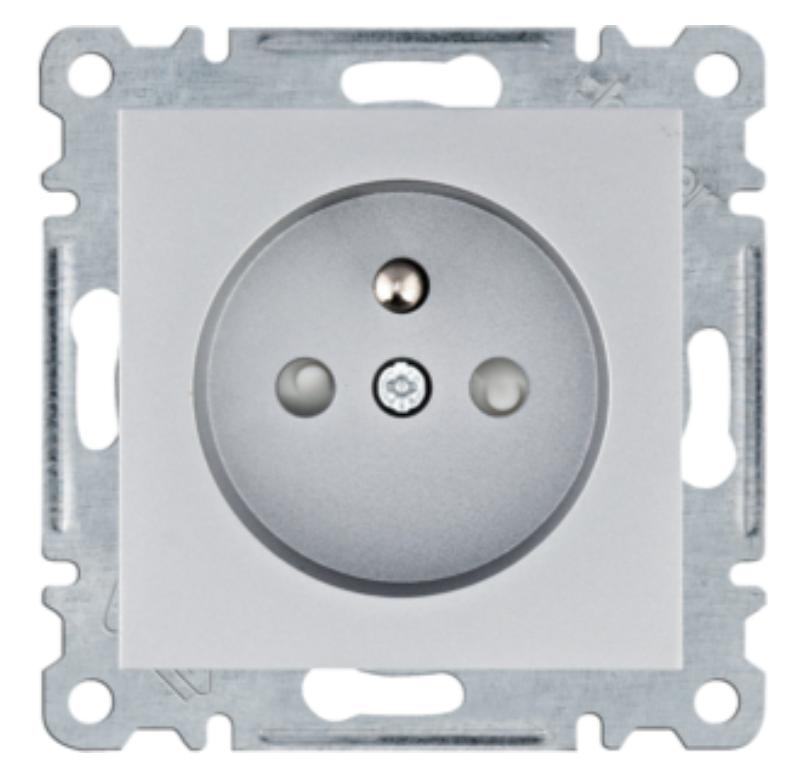 Lumina Power Socket with Grounding Contact Shutter 16 A/250 Vac Silver Wl1042
