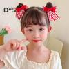 3 Pairs Strawberry Bow Charm Hair Clips Red Plaid Hairpins Anti-slip Teeth Women Girls Christmas Hair Accessories