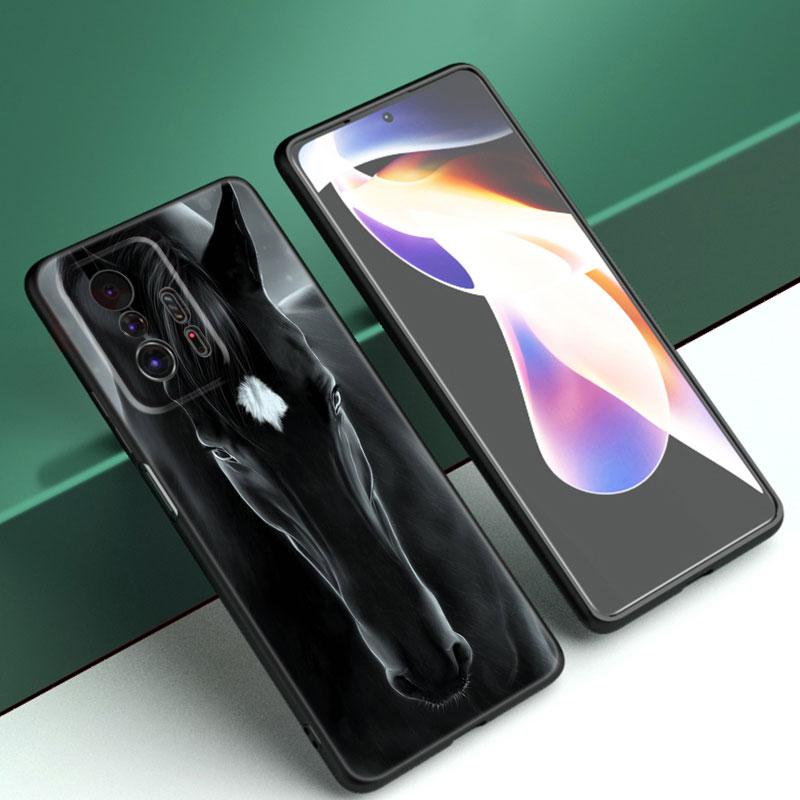 Pouzdro na telefon s běžícím koněm pro Xiaomi Mi A2 8 9 SE Note 10 10T 11 12 Lite 9T 11T 12S 12T Pro A3 6X 12X Měkký TPU Černý kryt