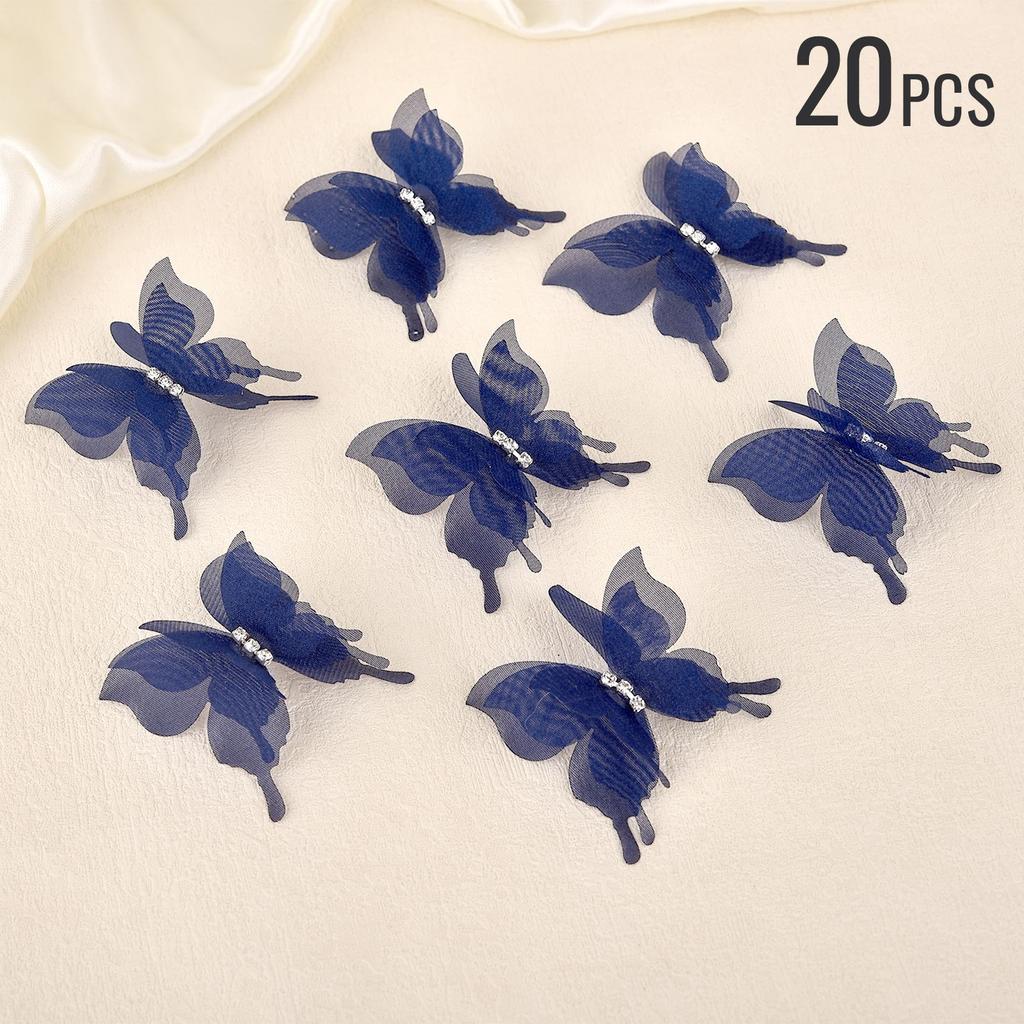 Gradient Color Organza Fabric Butterfly Appliques 10/20pcs Translucent Chiffon Butterfly For DIY Sewing Craft Decoration 5cm
