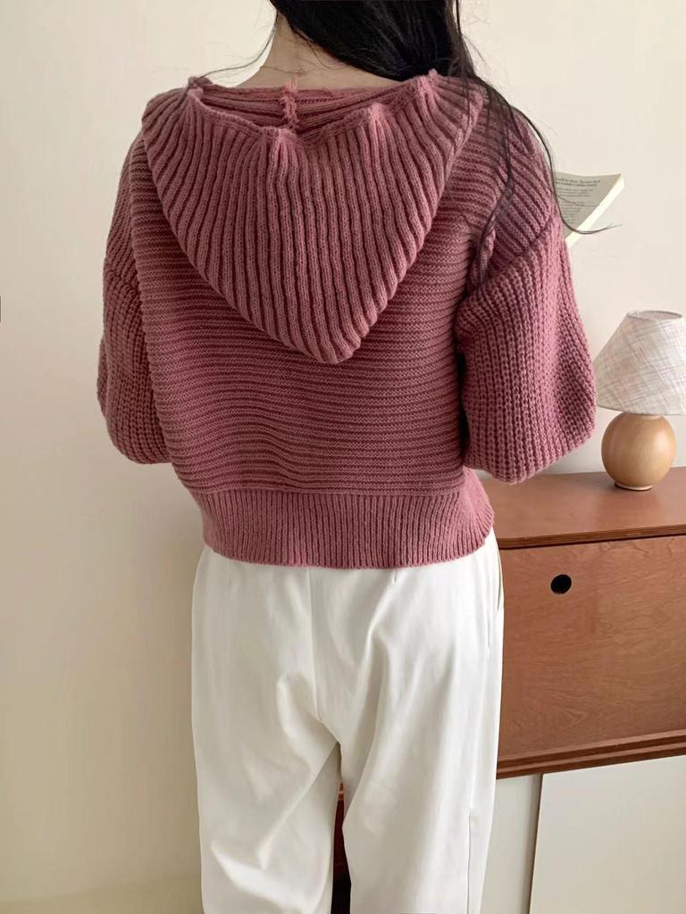 New Korean Lazy Style Loose Zipper Lapel Sweater Jacket, Versatile Knitted Cardigan for Women