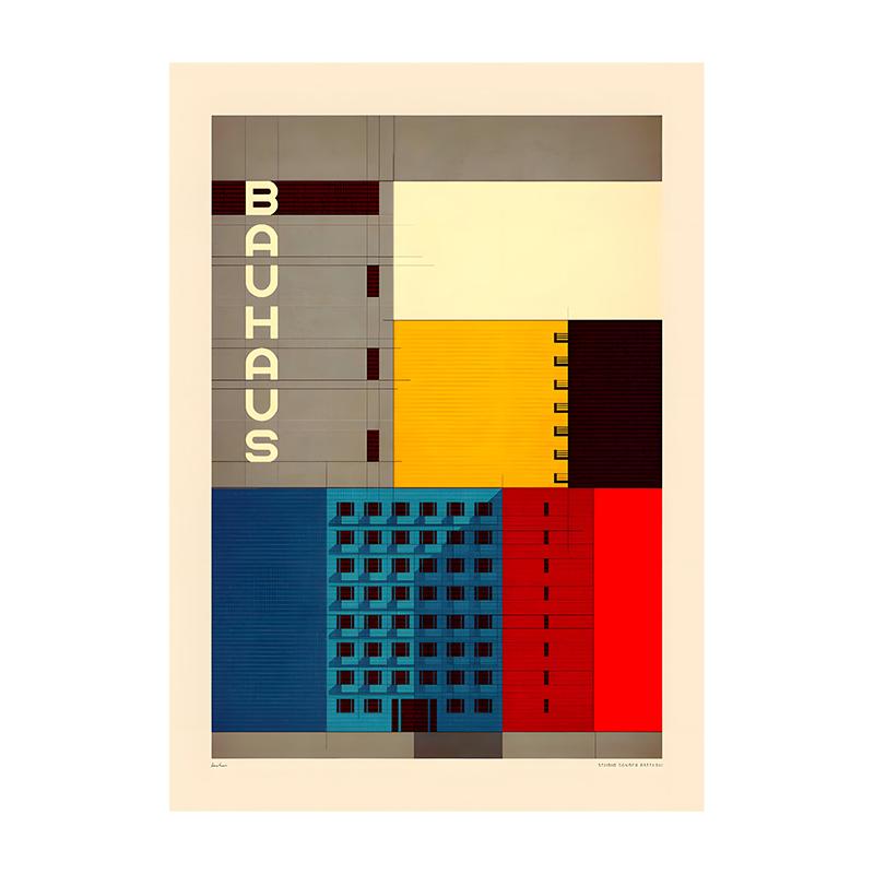 Vintage Bauhaus Residential Composition Poster Print Classic Canvas Painting Abstract Wall Art Picture for Home Decoration