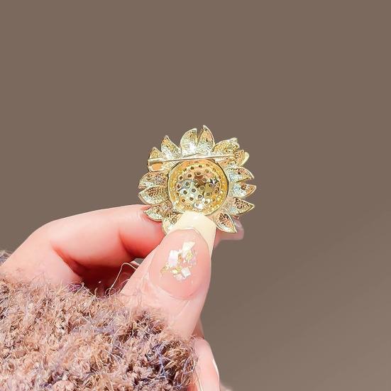 Strass-Bienen-Sonnenblumen-Brosche aus Zinklegierung, Blumen-Anstecknadel, Dekoration für Pullover, Strickjacken, Mäntel und Businessanzüge, Herren- und Damenbekleidungsaccessoires