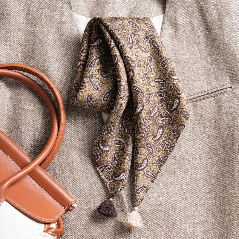 New 71 polka dot small square scarf silk scarf women's Korean velvet double-sided hanging ear neck protection small scarf scarf shawl