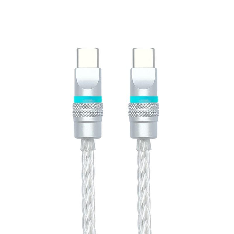 RGB LED Light Up Braided Single Crystal Copper Charging Cable IPhone 16 CarPlay Fast USB C To Lightning