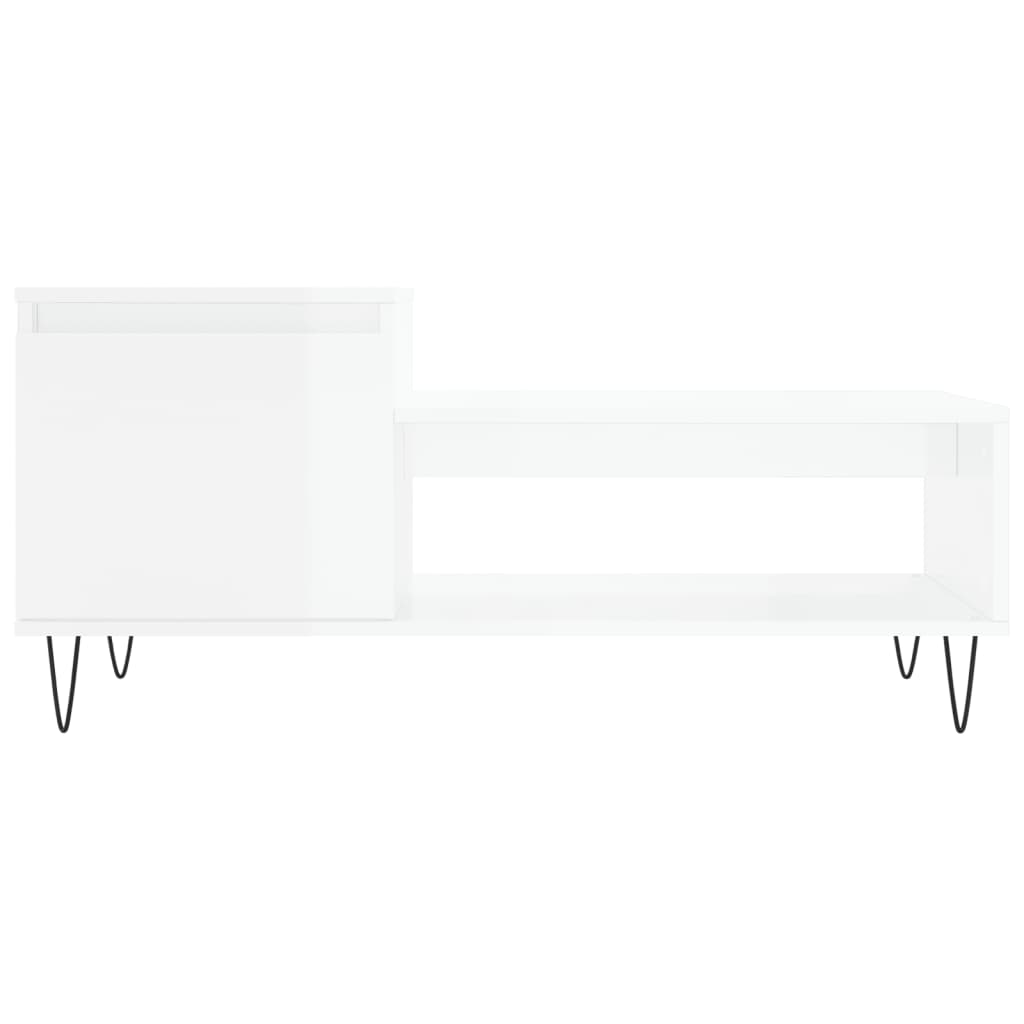  Coffee Table, High Gloss White, 100x50x45 Cm