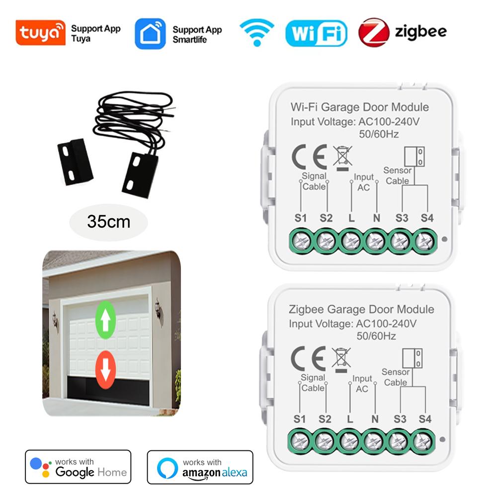 Tuya WiFi/Zigbee Mini Smart Garage Door Opener Controller Module APP Remote Voice Control Work With Alexa Google Assistant Alice