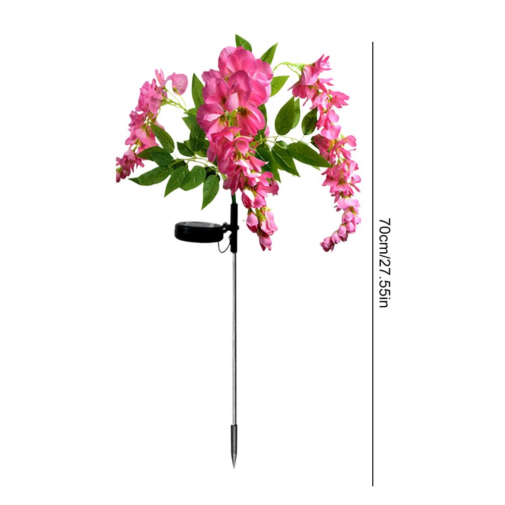 2Pcs Solar Powered Wisteria Flower Lawn Lamp IP65 Waterproof LED Wisteria Flower Lamp Last Up To 8H Courtyard Garden Decoration