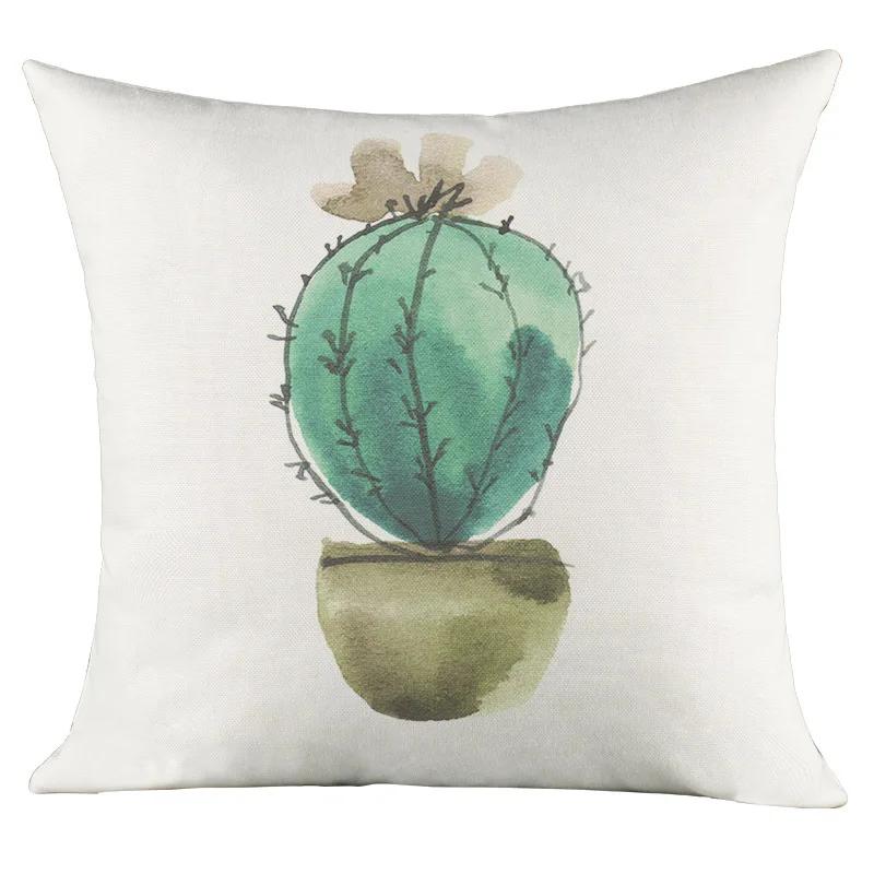 Green Plant Cactus Print Cushion Cover Living Room Sofa Decor Home Chair Car Bedroom Decorative Pillowcase Soft Throw Pillows