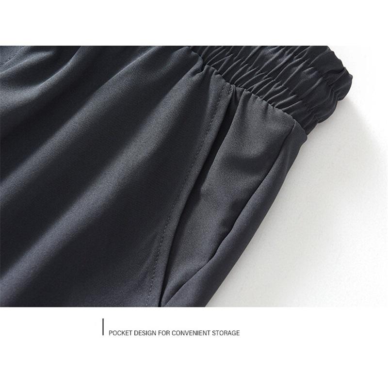 Summer New Business Ice Silk Pants Straight Elastic Waist Black Gray Trousers Breathable Simple Quick Drying Casual Suit Pants