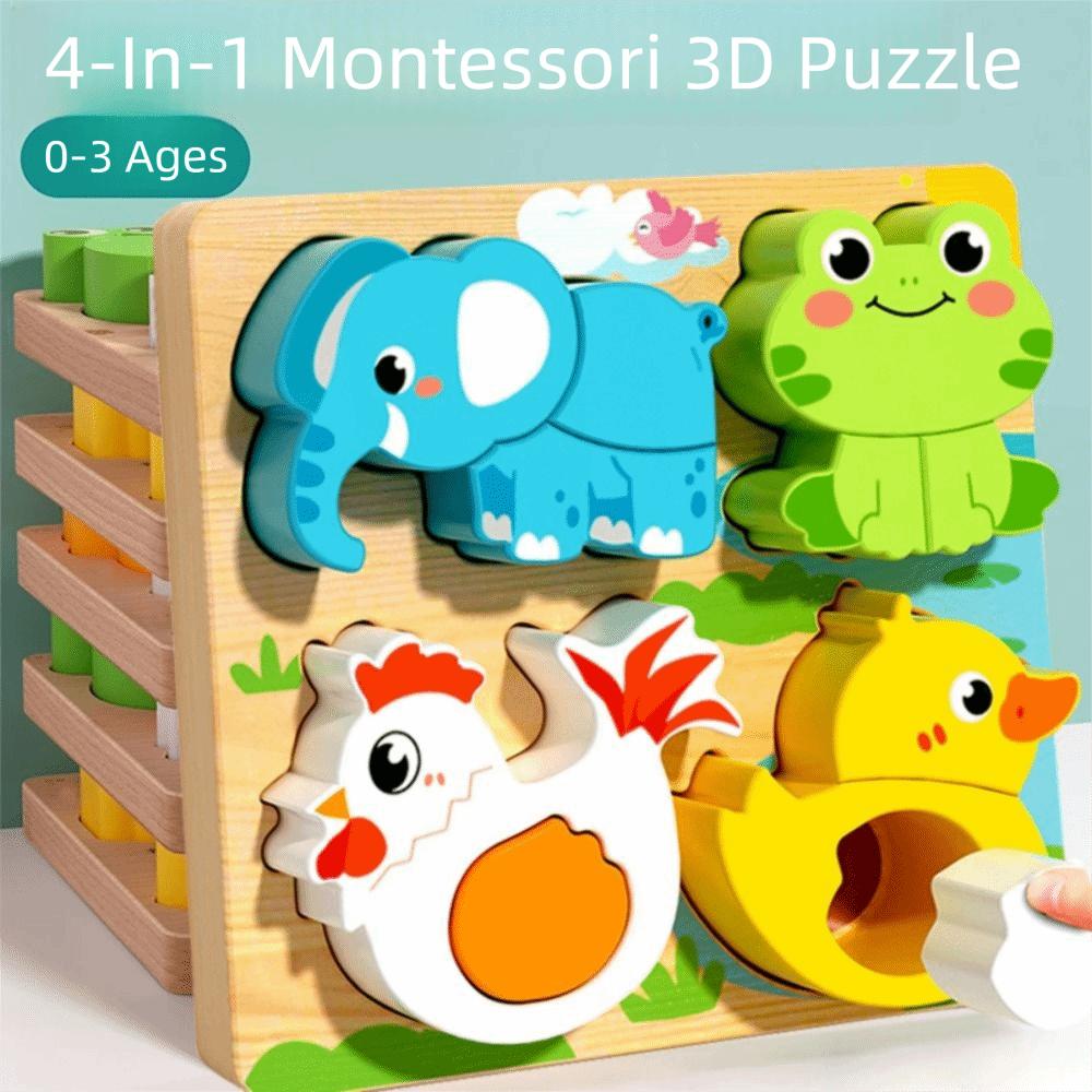 Cognitive 3D Animal Puzzles Toys 4-in-1 Shape Matching Game  Thinking Training