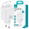 USAMS Land. Network. 1Xusb-C With Retractable Usb-C Cable Retractable Pd+Qc 30W Gan Fast Charging White/White Yc Series Cc241Tc02 (Us-Cc241)
