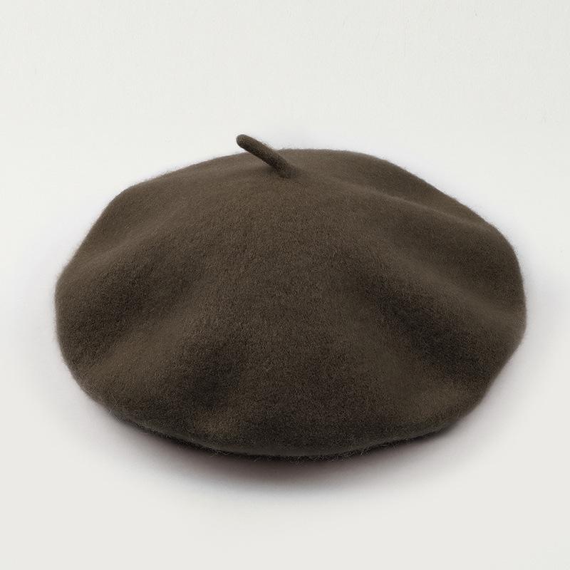 Dámský fialový vlněný baret: Klobouk se širokou krempou, Vintage britský, korejský a japonský styl pro podzim/zimu