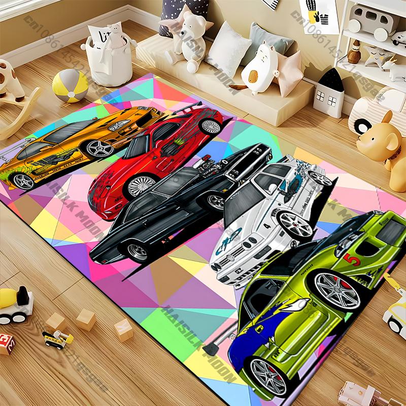 Retro sports car Printed Area Rug,Carpet for Home LivingRoom Bedroom Sofa Doormat Kitchen Decor,Non-slip Floor Mat