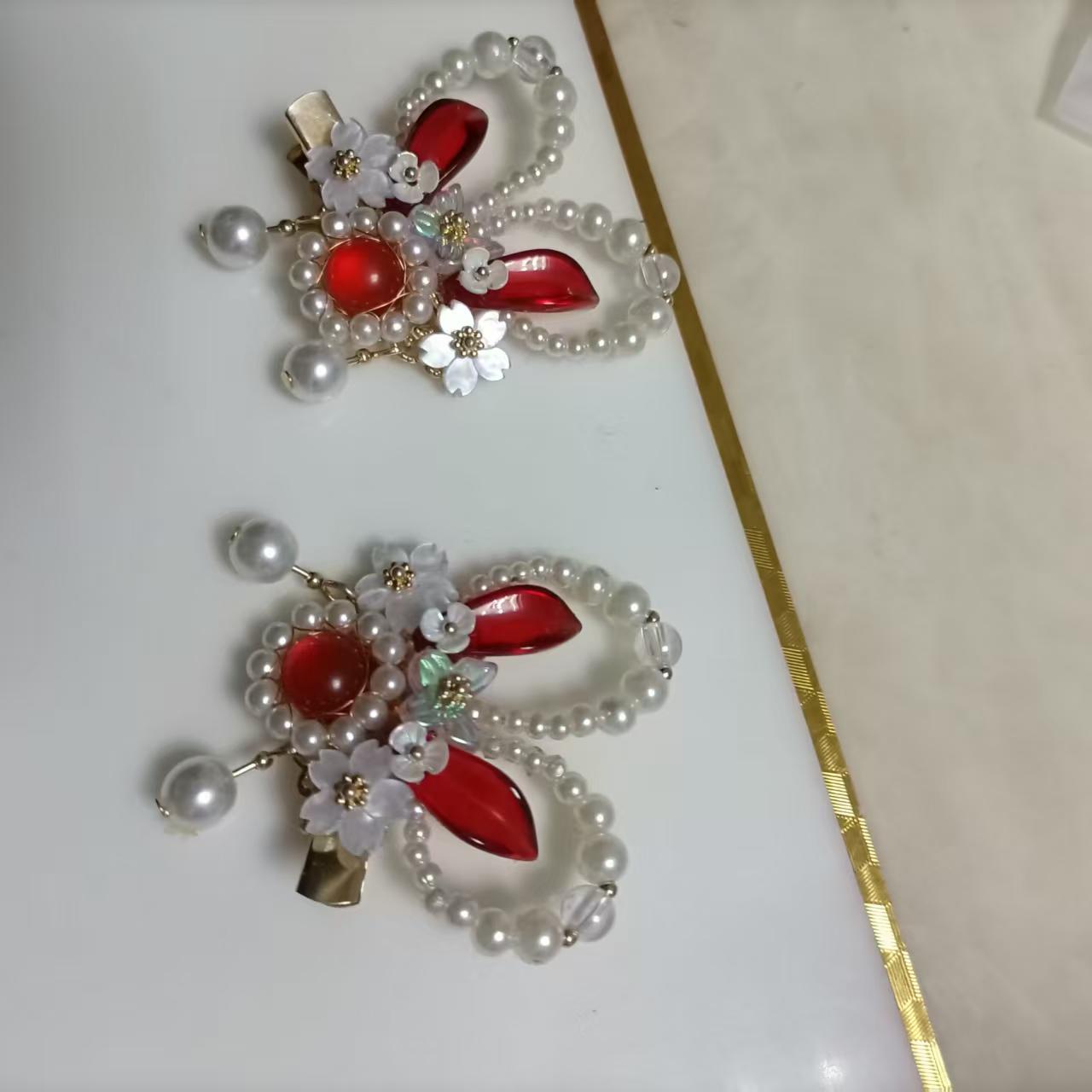 Handmade Pearl & Rabbit Hair Clips: Sweet, Fresh Hanfu Headdress for Girls